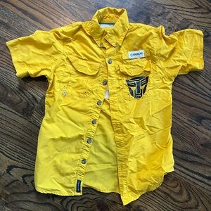 Magellan Kids fishing shirt with Transformers vinyl decal.